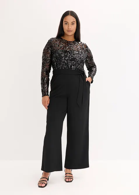 Jumpsuit med paljettbroderi, bonprix