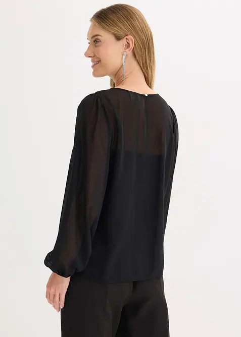 Chiffonbluse med strasspynt, bonprix