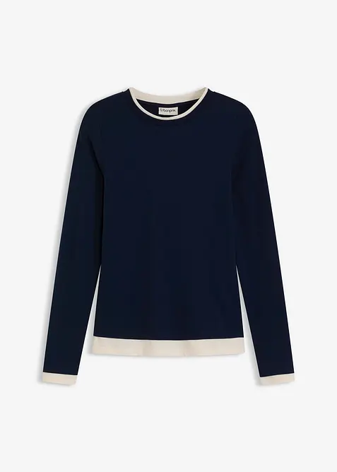 Langermet topp i bomullsmiks, bonprix