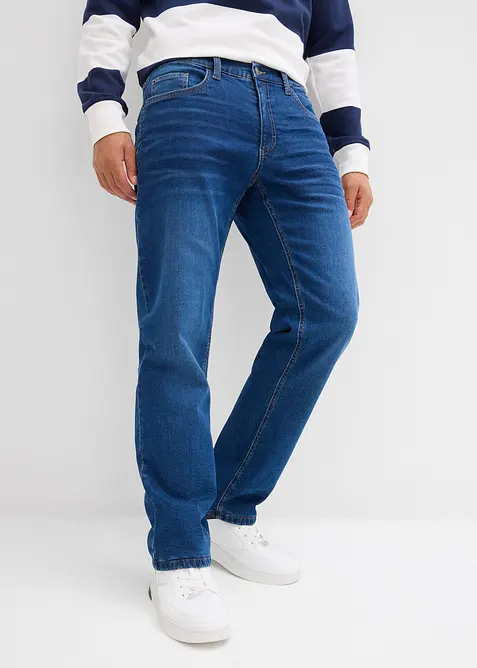 Relaxed Fit-jeans i varmende denim med stretch og komfortlinning, Straight, bonprix