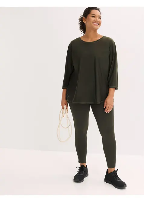 Myk topp i funksjonsmateriale med 3/4-lange ermer, hurtigt&oslash;rkende, bonprix