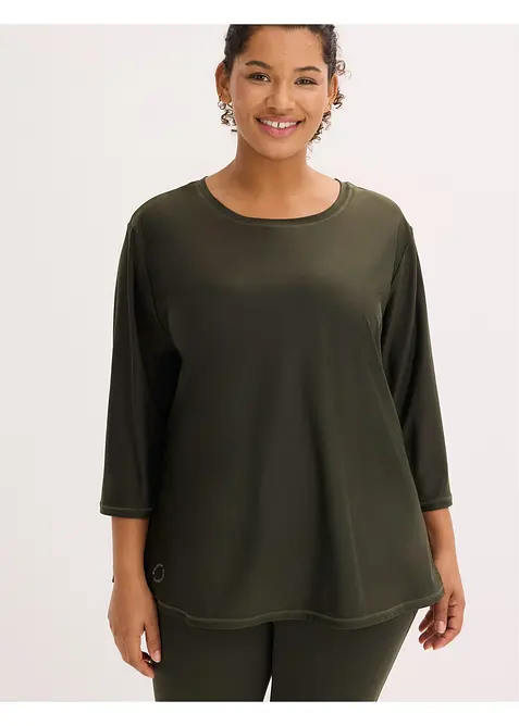 Myk topp i funksjonsmateriale med 3/4-lange ermer, hurtigt&oslash;rkende, bonprix