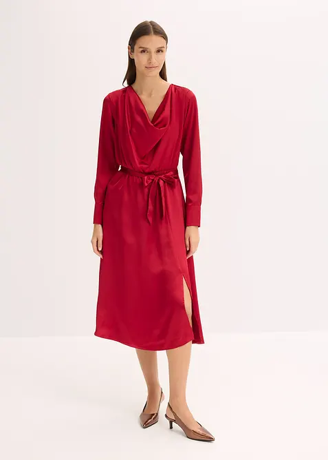 Midikjole av sateng med glans, bonprix