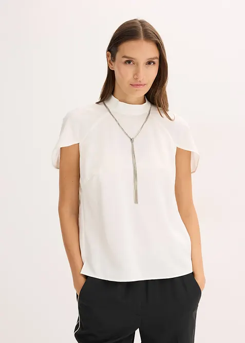 Elegant, kortermet bluse i glinsende sateng, bonprix