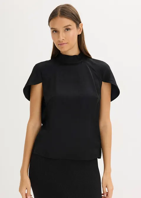 Elegant, kortermet bluse i glinsende sateng, bonprix