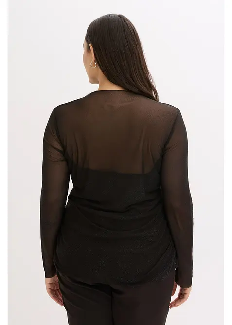 Langermet topp med fin mesh, bonprix