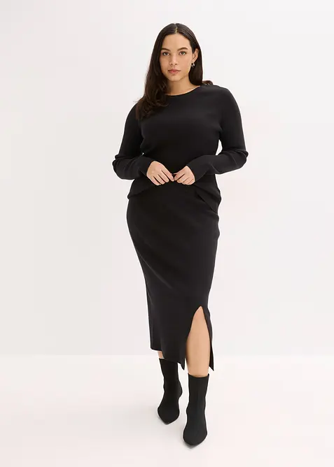 Finstrikket skjørt av myk viskosemiks, bonprix