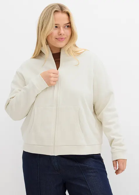 Sweatshirt i 100% økologisk bomull med glidelås, bonprix