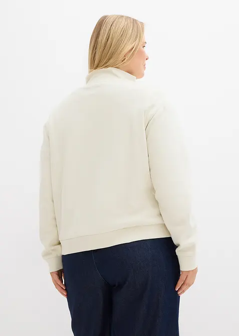 Sweatshirt i 100% økologisk bomull med glidelås, bonprix