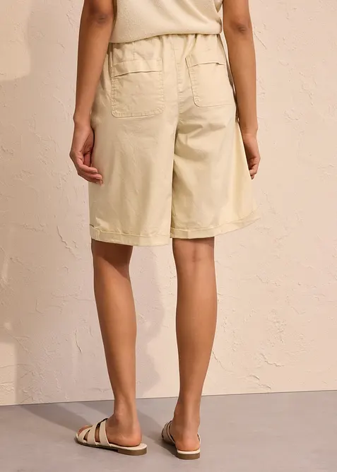 Bermudashorts i papertouch-materiale av bomullsmiks, bonprix