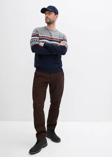 Genser med bomull og koftemønster, bonprix