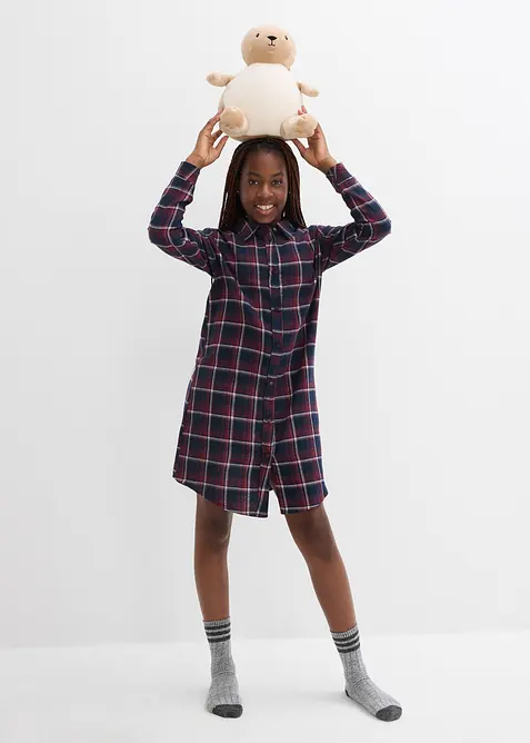 Nattskjorte av myk flanell med knappestolpe, bonprix