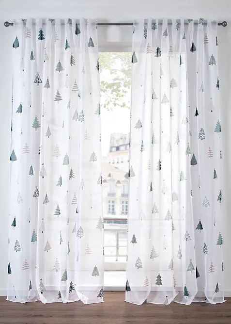 Gardin med juletretrykk (1-pack), bonprix