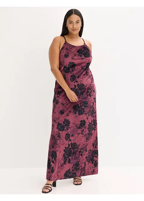 Maxikjole i glansfull fløyel, bonprix