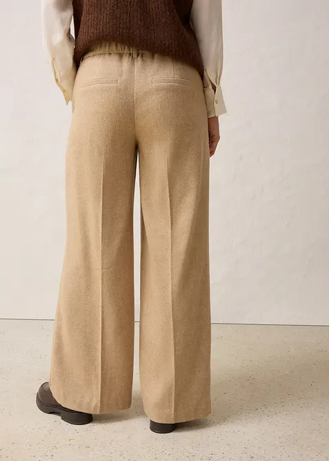 Bukse med ull og fiskebensmønster, bonprix