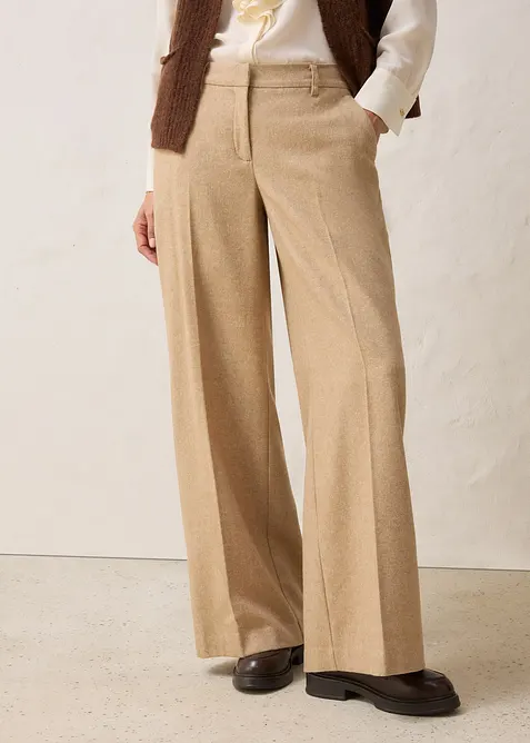 Bukse med ull og fiskebensmønster, bonprix