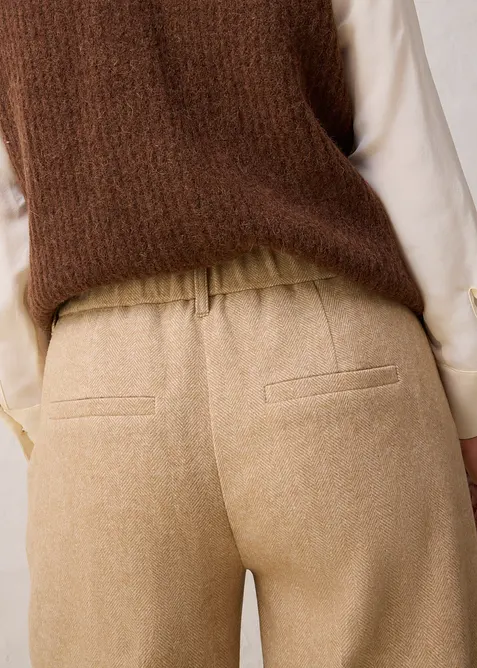 Bukse med ull og fiskebensmønster, bonprix