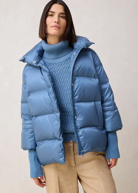 Dunjakke med resirkulert dun og ermer i strikket materiale, bonprix