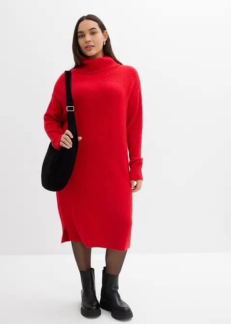 Oversized, strikket kjole med h&oslash;y, vid hals, bonprix