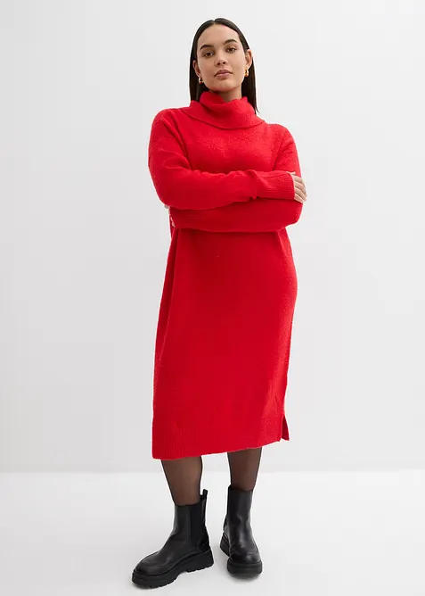 Oversized, strikket kjole med h&oslash;y, vid hals, bonprix