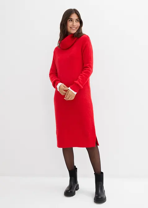 Oversized, strikket kjole med h&oslash;y, vid hals, bonprix