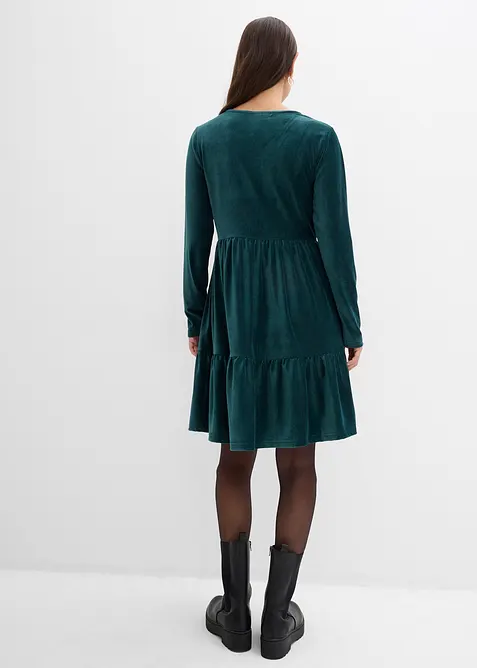 Minikjole i elastisk fl&oslash;yel, bonprix