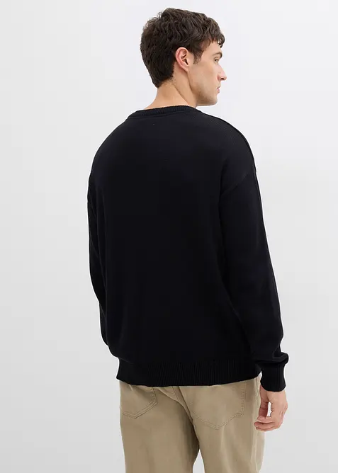 Genser i myk bomullsmiks med rund hals, Loose Fit, bonprix