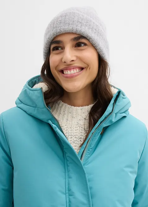 Vinterkåpe med pilefôr i hetten, bonprix