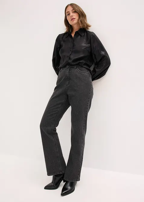 Skjortebluse i blank sateng, bonprix