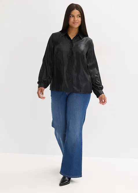 Skjortebluse i blank sateng, bonprix