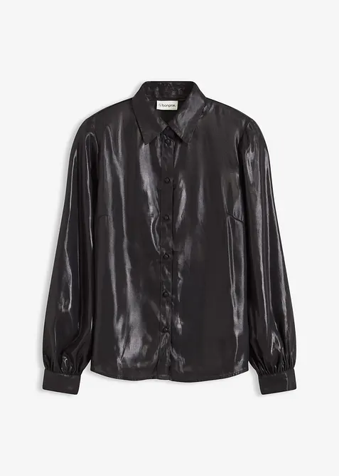 Skjortebluse i blank sateng, bonprix