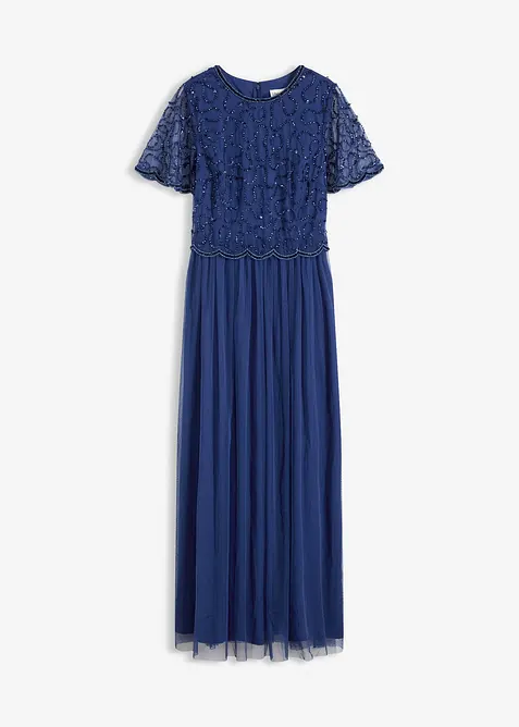 Maxikjole i fin tyll med paljettbroderi, bonprix