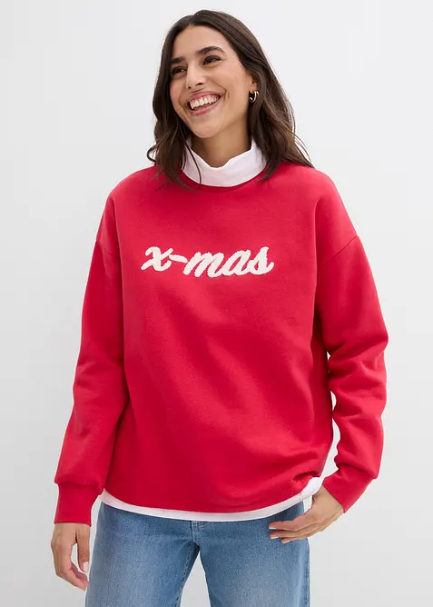Oversized sweatshirt i bomullsmiks, bonprix
