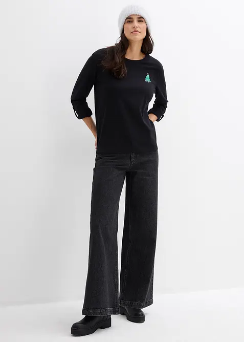 Langermet topp i 100% &oslash;kologisk bomull, bonprix