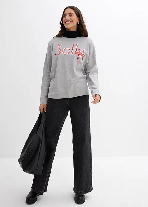 Langermet topp i 100% økologisk bomull, bonprix