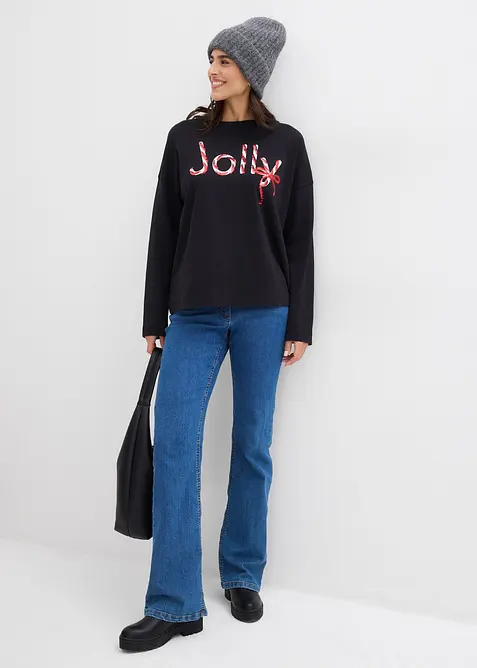 Langermet topp i 100% &oslash;kologisk bomull, bonprix