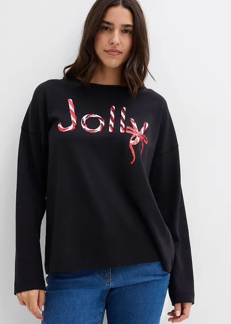 Langermet topp i 100% &oslash;kologisk bomull, bonprix