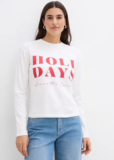 Langermet topp av økologisk bomullsmiks, bonprix