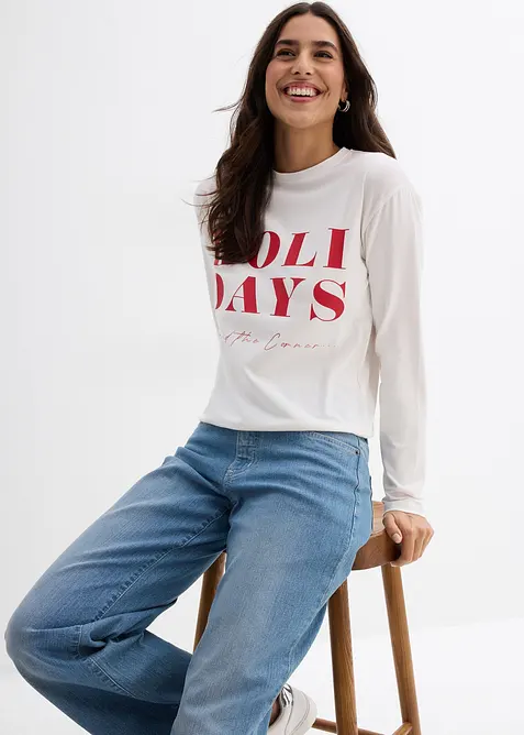 Langermet topp av økologisk bomullsmiks, bonprix