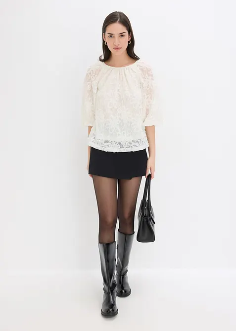 Bluse med strukturert blomstermønster, bonprix