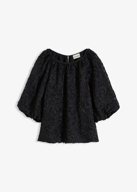 Bluse med strukturert blomstermønster, bonprix