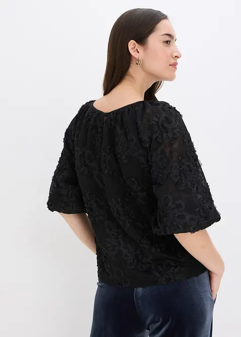 Bluse med strukturert blomstermønster, bonprix