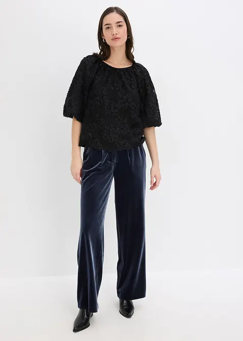 Bluse med strukturert blomstermønster, bonprix