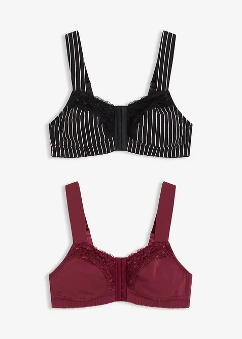 BH uten spiler med lukning foran og økologisk bomull (2-pack), bonprix