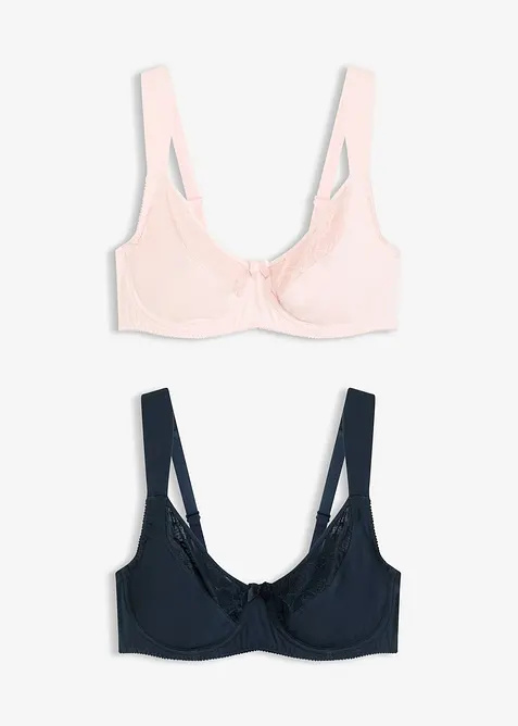 Spile-BH med økologisk bomull og blonder (2-pack), bonprix