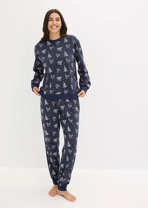 Pyjamas i 100% bomull med glitrende trykk, bonprix