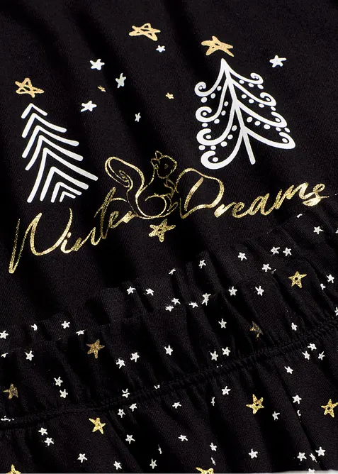 Pyjamas i 100% bomull med glitrende trykk, bonprix
