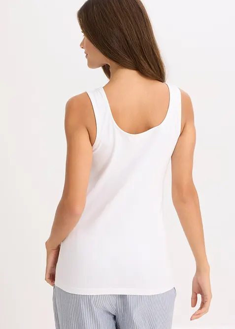 Singlet med &oslash;kologisk bomull og blonder (2-pack), bonprix