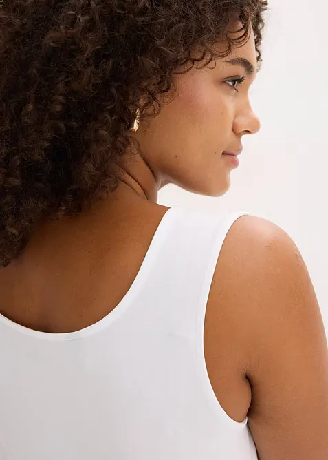 Singlet med økologisk bomull og blonder (2-pack), bonprix