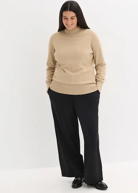 Jerseybukse med besetning i sateng, bonprix